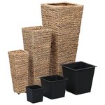 vidaXL Lits surélevés 3 Pièces Jacinthe d'eau Marron