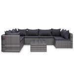 vidaXL Salon de jardin 9 Pièces avec coussins Résine tressée Gris