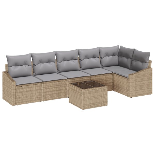 vidaXL Ensemble de salle à manger de jardin 7 pièces avec coussins en poly rotin noir