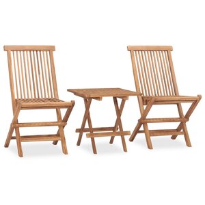 vidaXL Mobilier à dîner d'extérieur pliable 3 Pièces Bois solide de teck