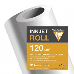 Rouleau de papier couché blanc mat 2608C pour traceur jet d'encre - Format 0,914 x 30m - 120g (rouleau 30 mètres)
