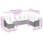 Ensemble de canapés de jardin 8 pièces avec coussins Gris Rattan synthétique
