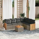 vidaXL Salon de jardin avec coussins 7 Pièces gris résine tressée