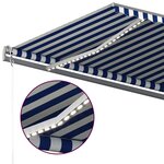 vidaXL Auvent automatique capteur de vent et LED 6x3 5 m Bleu et blanc