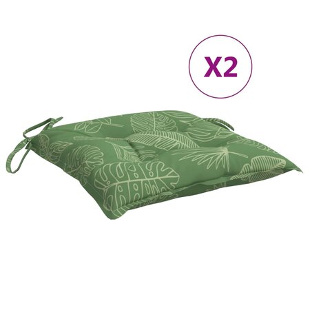 vidaXL Coussins de chaise lot de 2 à motif de feuilles 50x50x7 cm