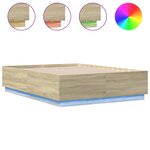 vidaXL Cadre de lit avec lumières LED chêne sonoma 135x190 cm