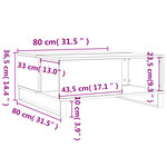 vidaXL Table basse chêne fumé 80x80x36 5 cm bois d'ingénierie