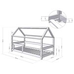 Lit cabane avec étagère 120 x 180 gris