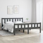 vidaXL Cadre de lit Gris Bois massif 140x190 cm