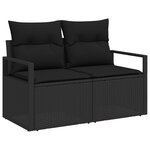 vidaXL Ensemble de Sofa de Jardin 6 Pièces avec Coussins Noir Rattan Poly Acacia