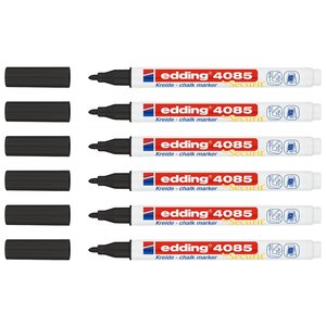 Marqueur Craie Liquide 4085 Noir Pointe Fine 1-2 mm x 6 EDDING
