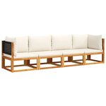vidaXL Salon de jardin avec coussins 4 Pièces bois d'acacia massif