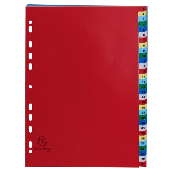 Intercalaires Imprimés Numériques Pp Couleurs 31 Positions - A4 - Couleurs Assorties - X 20 - Exacompta