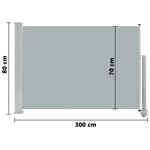 vidaXL Auvent latéral rétractable de patio 80x300 cm Gris