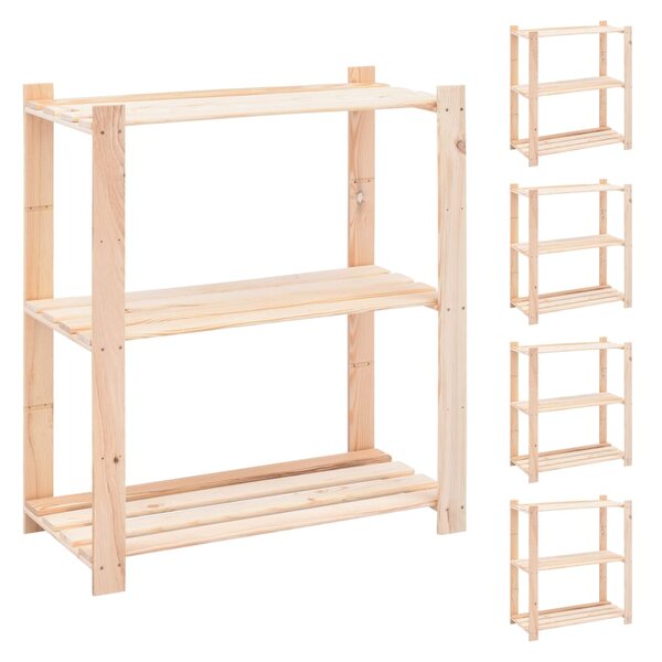 vidaXL Étagères de rangement à 3 niveaux 5 Pièces 80x38x90 cm Pin 150 kg