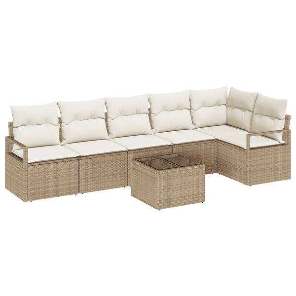 vidaXL Ensemble de canapé de jardin 7 pièces avec coussins en poly rotin brun