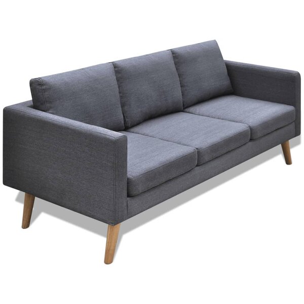 vidaXL Canapé à 3 places Tissu Gris foncé