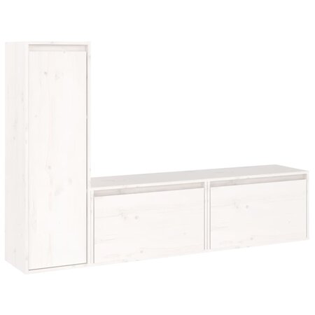 vidaXL Meubles TV 3 Pièces Blanc Bois massif de pin