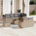 vidaXL Salon de jardin avec coussins 9 Pièces beige résine tressée