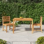 vidaXL Ensemble à manger de jardin 3 Pièces Bois de teck massif