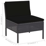 vidaXL Salon de jardin 5 Pièces avec coussins résine tressée noir