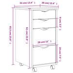 vidaXL Armoire roulante avec tiroirs MOSS gris bois de pin solide