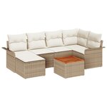 vidaXL Ensemble de salon de jardin 7 pièces avec coussins en beige