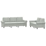 vidaXL Ensemble de canapés 2 Pièces avec coussins Gris clair Velours