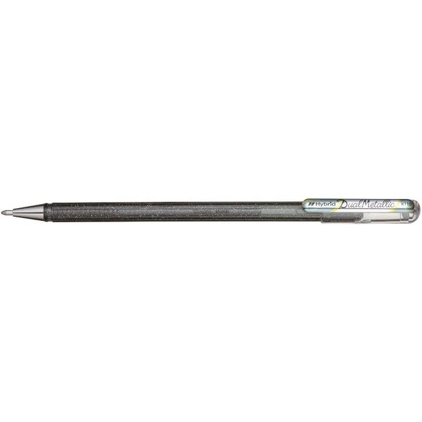 Stylo roller Hybride encre gel 'Dual Pen Metallic' Argent x 12 PENTEL