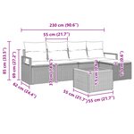 Ensemble de Canapés de Jardin de 6 pièces avec Coussins Poly Rattan Noir Acacia