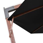 vidaXL Parasol de jardin suspendu avec mât noir bois de sapin massif