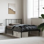 vidaXL Cadre de lit métal avec tête de lit noir 75x190 cm