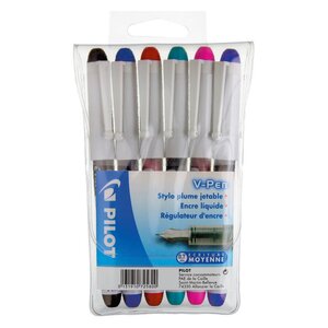 V Pen - Stylo plume effaçable - Pochette 6 couleurs (paquet 6 unités)