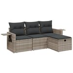 vidaXL Salon de jardin 4 Pièces avec coussins gris clair résine tressée