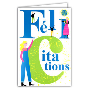 Carte FLUO Félicitations Bonne Nouvelle ça se Fête Avec Enveloppe 12x17,5cm