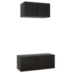 vidaXL Ensemble de meuble TV 2 Pièces Noir Bois d'ingénierie