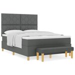 vidaXL Lit à Ressorts avec Matelas & Banc Gris Foncé 140x200 cm Tissu