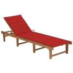 vidaXL Chaise longue pliable avec coussin Bois d'acacia solide