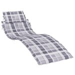 vidaXL Coussin de chaise longue à carreaux gris 186x58x3 cm