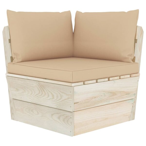 vidaXL Canapé d'angle palette de jardin avec coussins Épicéa imprégné