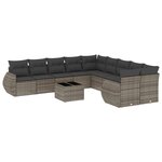 vidaXL Salon de jardin 11 Pièces avec coussins gris clair résine tressée