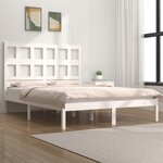 vidaXL Cadre de lit Blanc Bois de pin massif 150x200 cm Très grand