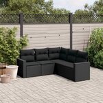 vidaXL Salon de jardin 5 Pièces avec coussins noir résine tressée