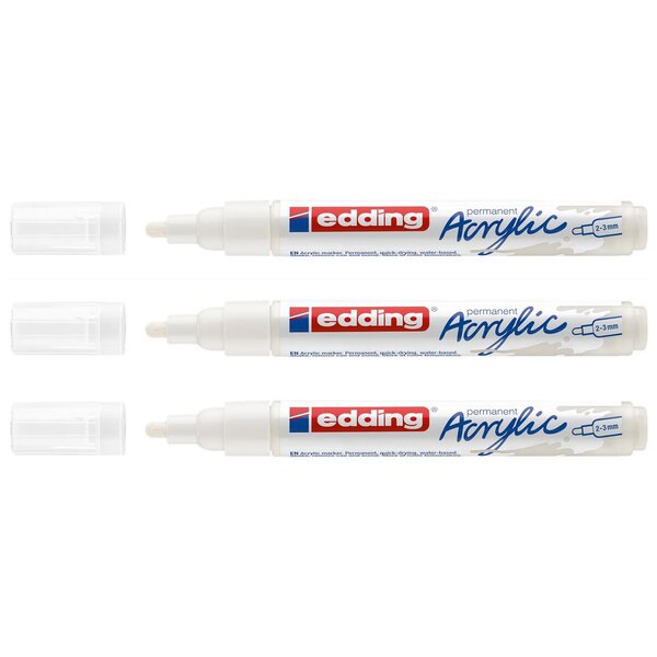 Marqueur Acrylique 5100 Blanc trafic Pointe Moyenne 2-3 mm x 3 EDDING