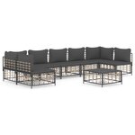 vidaXL Salon de jardin 8 Pièces avec coussins anthracite résine tressée