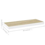 vidaXL Étagère murale flottante chêne et blanc 60x23 5x3 8 cm MDF