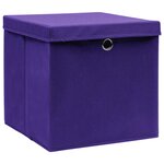 vidaXL Boîtes de rangement et couvercles 4 Pièces Violet 32x32x32cm Tissu