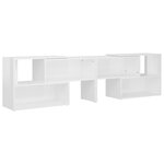 vidaXL Meuble TV Blanc brillant 149x30x52 cm Bois d'ingénierie