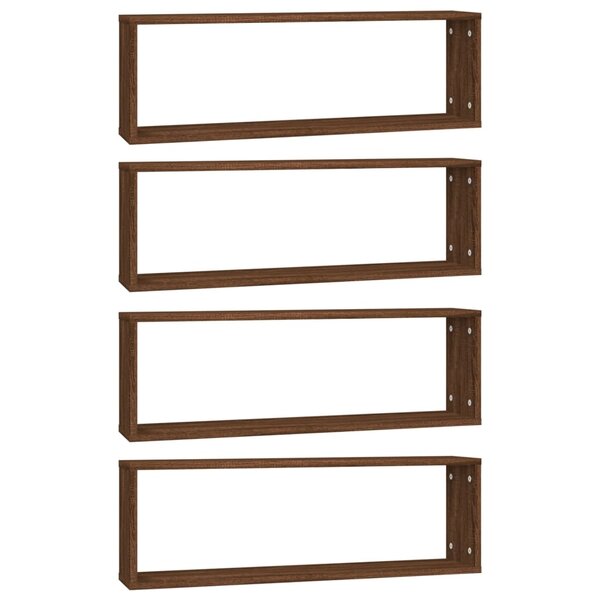 vidaXL Étagères murales cubiques 4 Pièces Chêne marron 80x15x26 5 cm