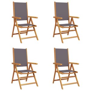 vidaXL Chaises inclinables de jardin lot de 4 tissu et bois massif